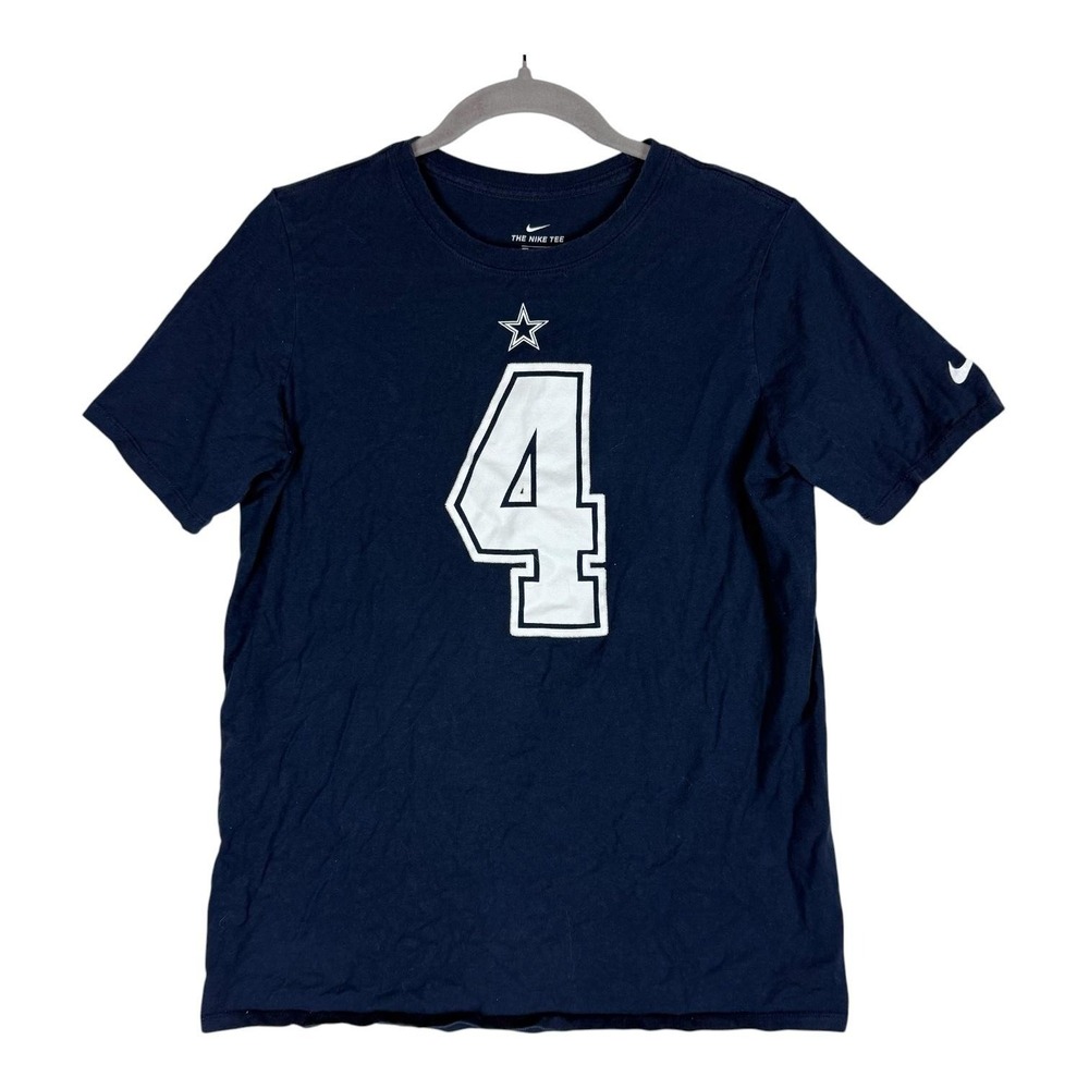 Dallas Cowboys Shirt Kids XL Blue NFL Football Nike Dak Prescott 4 Tee Top